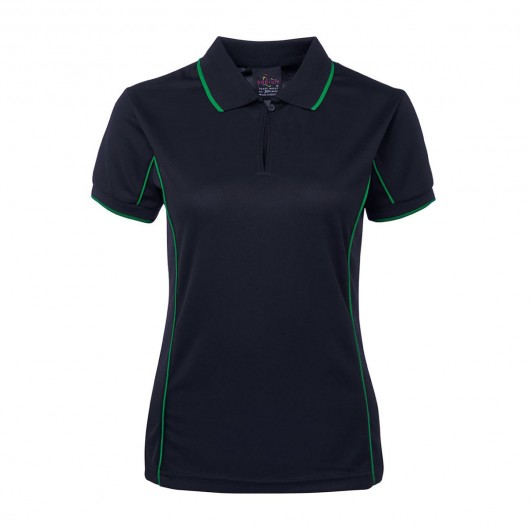 Navy Green Ladies Piping Polo Shirts